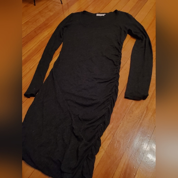 Velvet by Graham & Spencer dark grey long sleeve dress. Ruched one side. Women M - Picture 10 of 10
